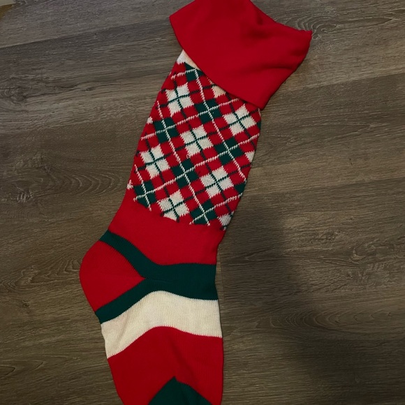 4 Vintage 4ft Huge Hanging Knitted Plaid Stockings - Picture 2 of 4